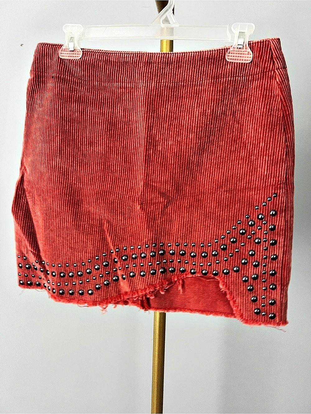 POL Studded Corduroy Mini Skirt in Red Size Small